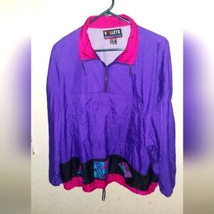 Vintage 90's Abstract Windbreaker ○ Oversized Purple Track Jacket Size XL VTG